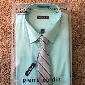 Pierre Cardin Men's Slim Fit Dress Shirt and Tie